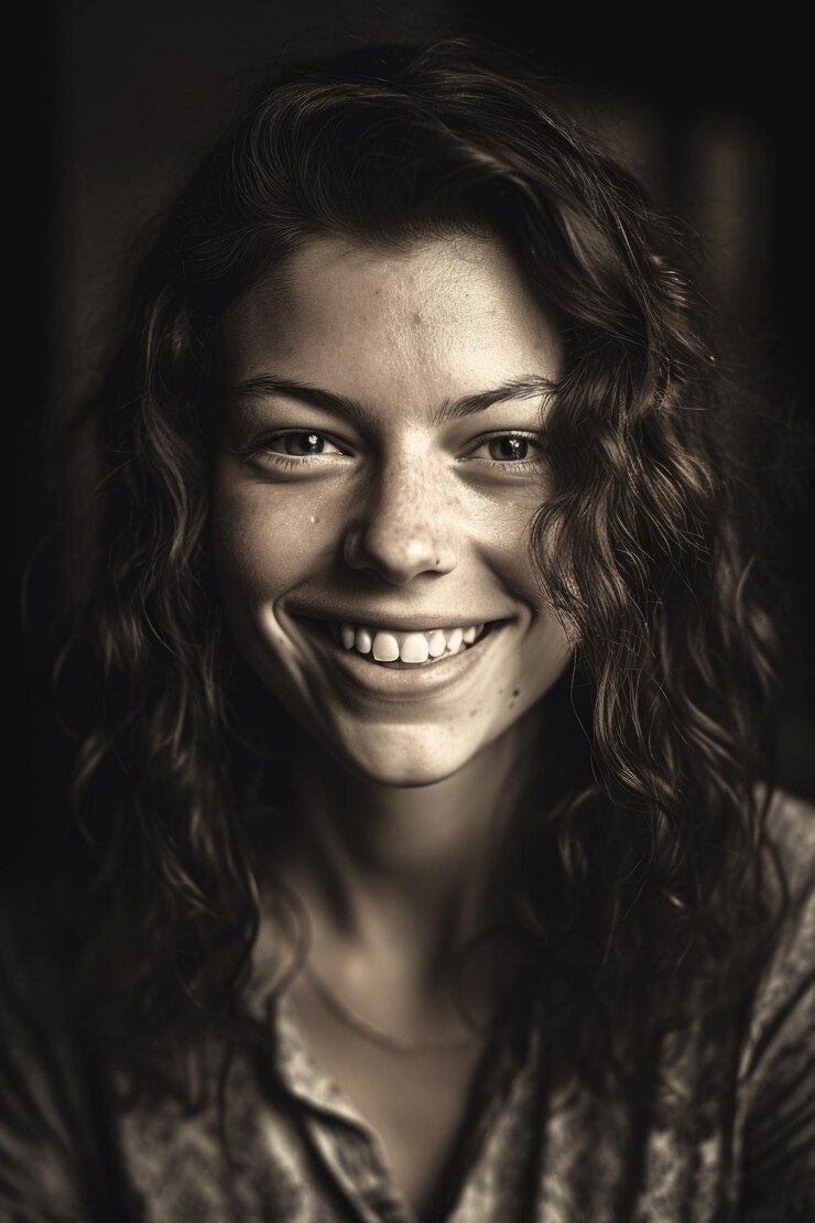 Retrato de una mujer joven sonriendo a la cámara