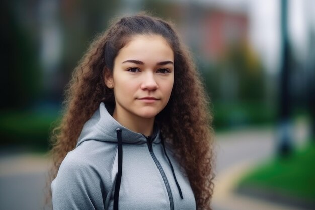 Retrato de una mujer joven vestida con ropa deportiva creada con ai generativa