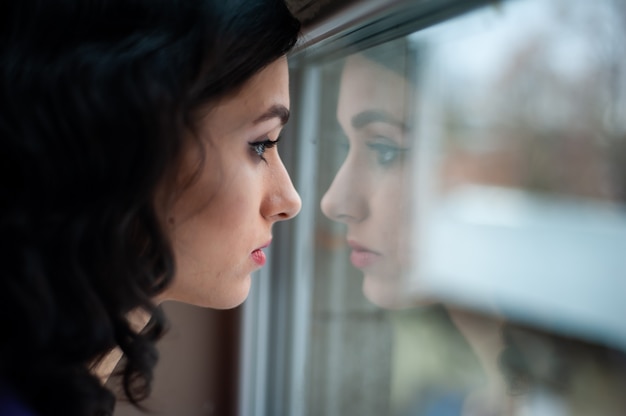 Retrato, de, mujer joven