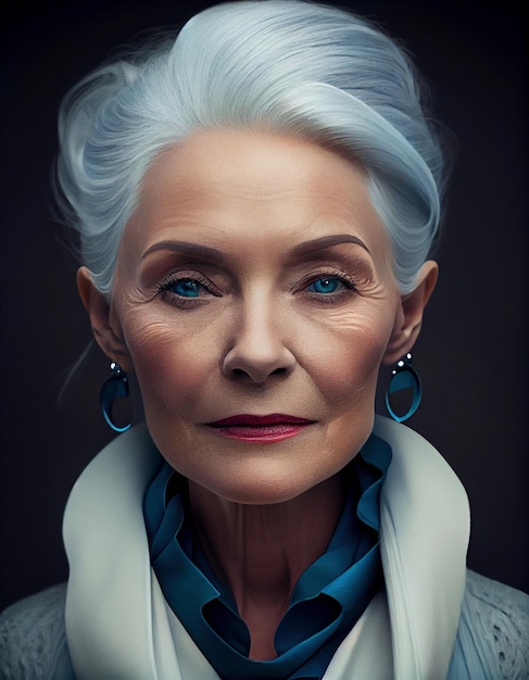 Retrato de mujer mayor creado con IA generativa