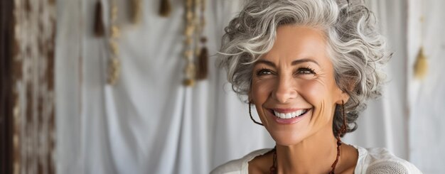 Retrato de una mujer mayor sonriente en un día soleado