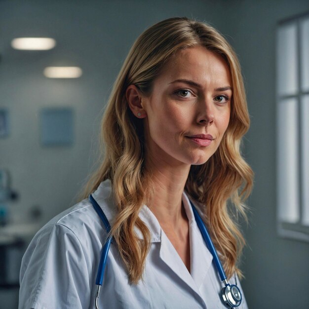 Foto retrato de una mujer médica