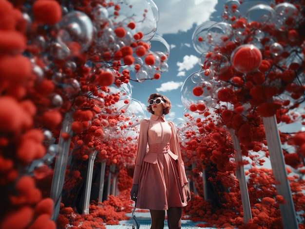 retrato de mujer de moda futurista con gafas de sol de alta costura de moda anuncio de gafas de fotografía