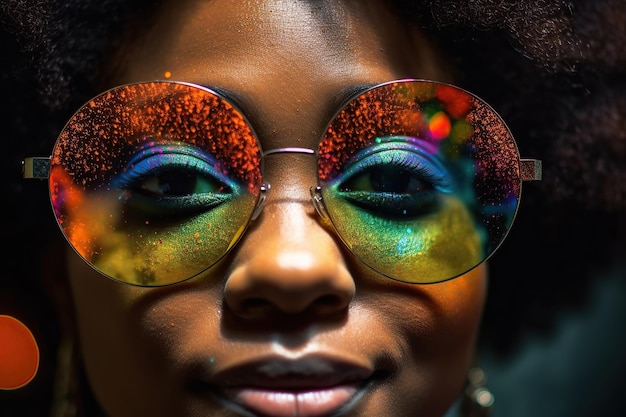 Retrato de mujer de moda con maquillaje brillante ai generativo