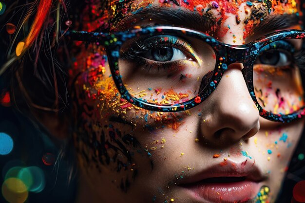 Retrato de mujer de moda con maquillaje brillante ai generativo