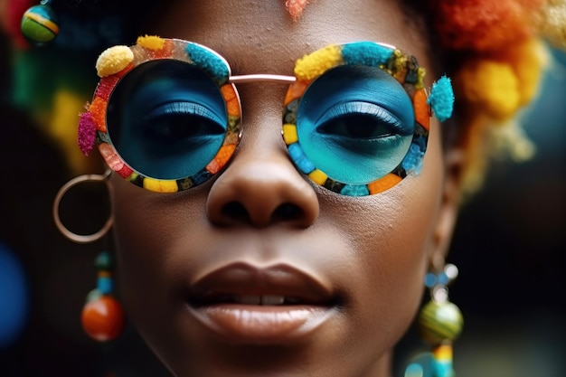 Foto retrato de mujer de moda con maquillaje brillante