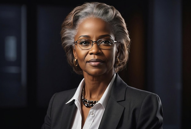 Retrato de mujer de negocios afroamericana senior