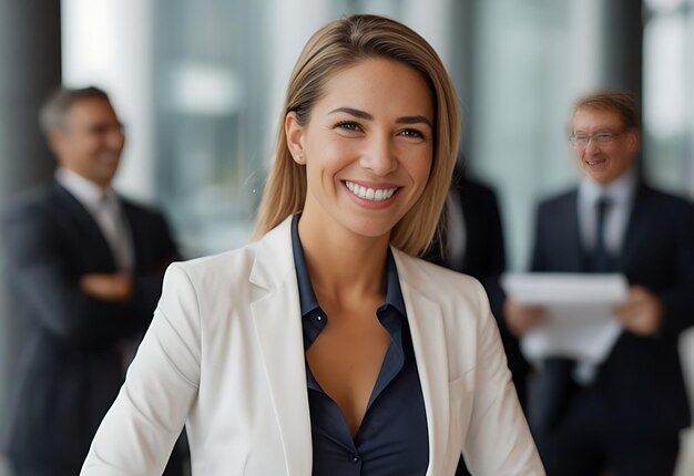 Foto retrato de una mujer de negocios confiada