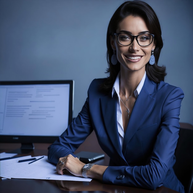 Foto retrato de una mujer de negocios exitosa en la oficina