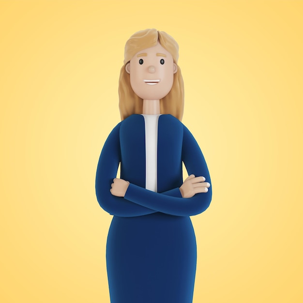 Retrato de una mujer de negocios Mujer en ropa de negocios empleada de la empresa Ilustración 3d en estilo de dibujos animados