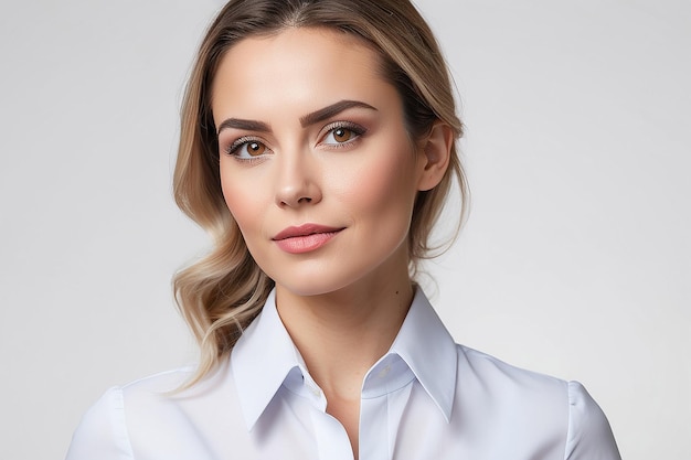 Retrato de una mujer de negocios sobre fondo blanco