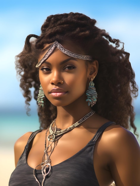 retrato de mujer negra africana niña linda fondo de foto de stock