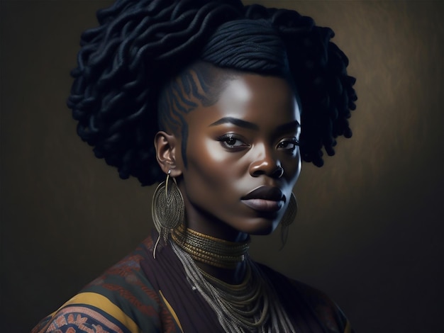 Retrato de mujer negra africana Retrato de mujer linda Afrowoman