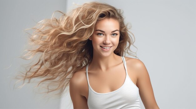 retrato de una mujer con las ondas del cabello