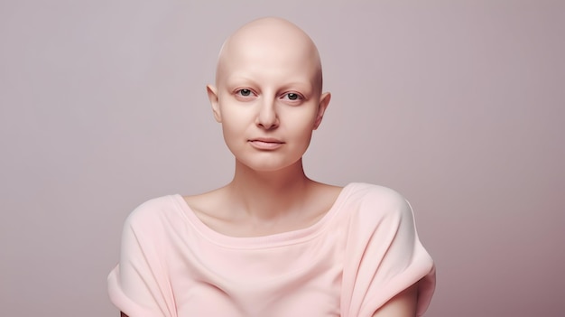 Retrato de mujer sin pelo para el concepto del Día Mundial del Cáncer