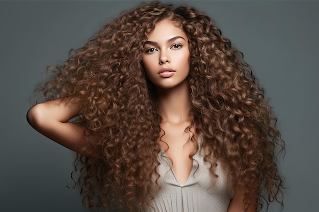 Foto un retrato de una mujer con el pelo largo y rizado