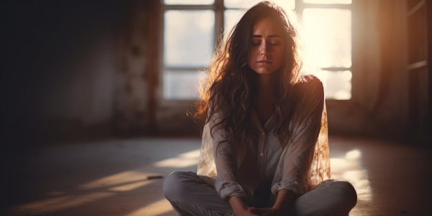 Retrato de mujer pensativa que representa tristeza