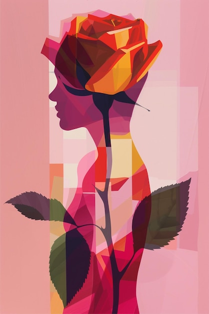Retrato de mujer pintura abstracta ilustración colorida