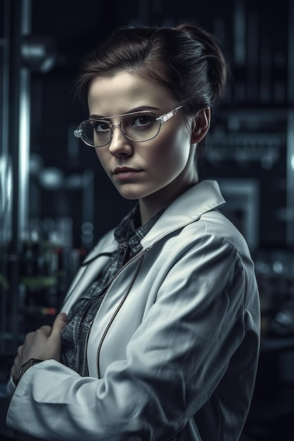 Retrato de una mujer que trabaja en el laboratorio.