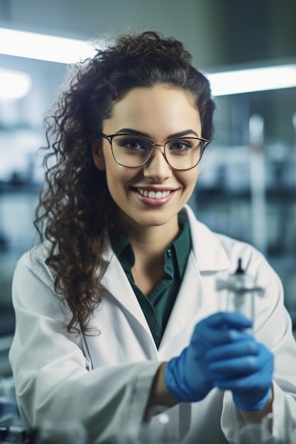 Retrato de una mujer que trabaja en el laboratorio.