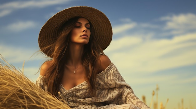 retrato de una mujer rubia en un vestido dorado