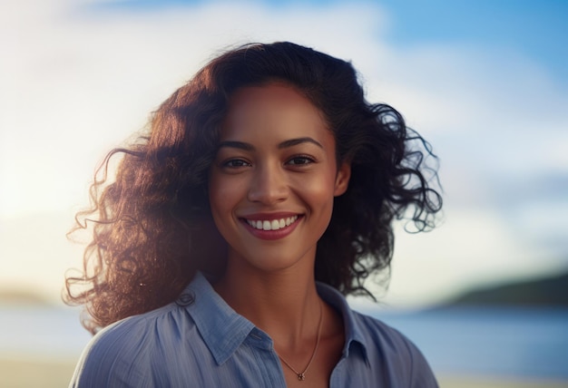 Retrato de una mujer sonriente aislada del fondo