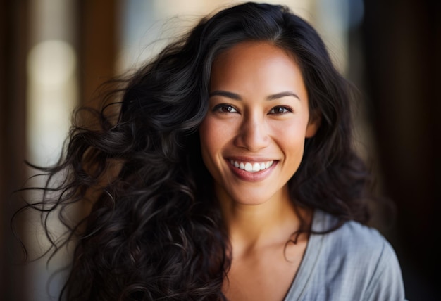 Retrato de una mujer sonriente aislada del fondo