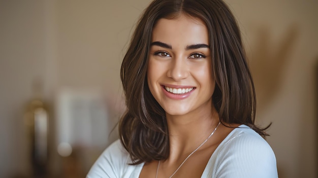 Retrato, de, un, mujer sonriente