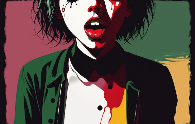 Retrato de mujer zombie sobre un fondo grunge en pop art comic estilo generativo ai