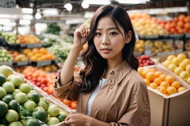 retrato de mujeres asiáticas lindas en la tienda