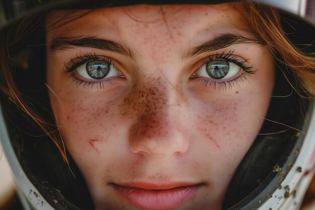 Retrato de mujeres decididas en las carreras de motocross