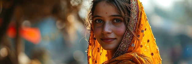 Retrato de mujeres indias hermosas y felices vistiendo imagen de fondo