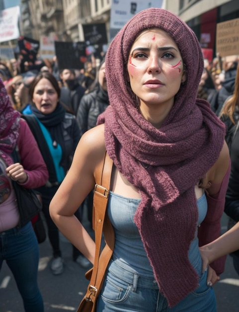 Foto retrato de mujeres protestando por sus derechos