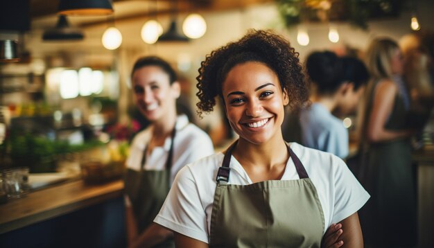 Foto retrato de mujeres que trabajan en un establecimiento de hospitalidad