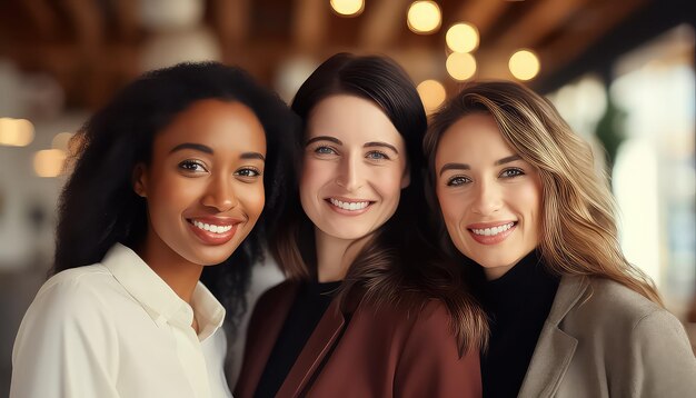 Retrato multicultural de mulheres de diferentes raças 8 de março Dia Mundial da Mulher