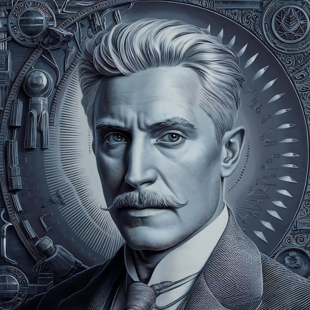 Retrato de Nikola Tesla en el anverso del billete de dinar serbio