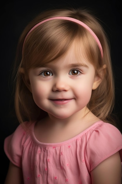 Retrato de una niña adorable con una camiseta rosa