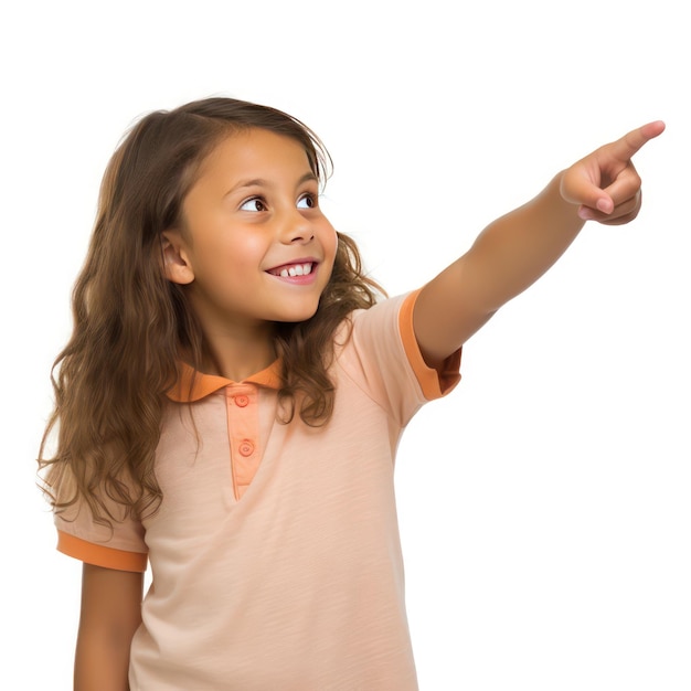 Retrato de una niña feliz que muestra el gesto aceptable que sonríe