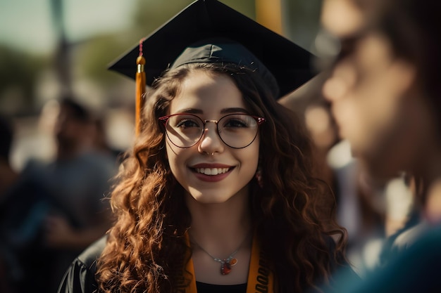 Retrato de una niña graduada de la universidad Red neuronal generada por IA