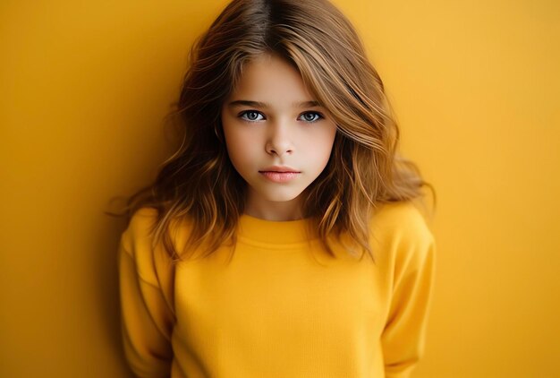 Foto retrato de una niña con ropa de temporada