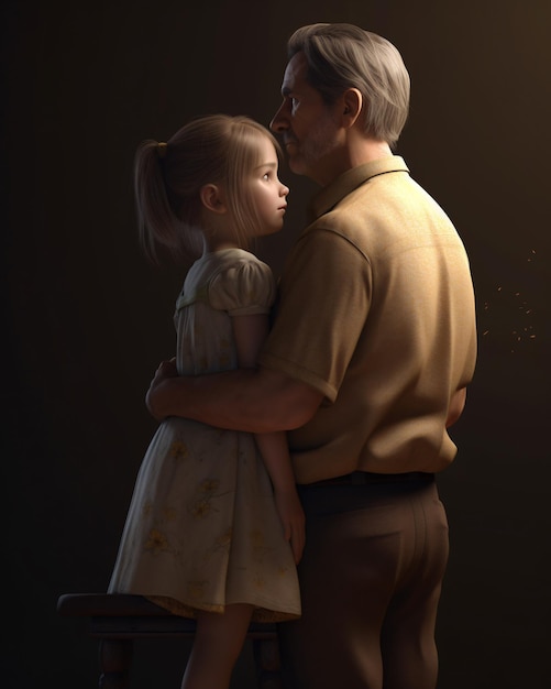 Un retrato de una niña y su padre.