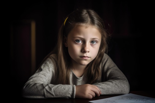Retrato de una niña en su tarea creado con ai generativo