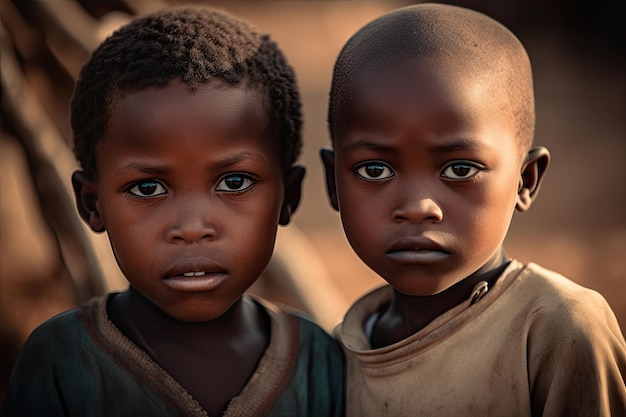 Retrato de niño africano al aire libre IA generativa