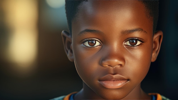 Retrato de un niño afroamericano serio