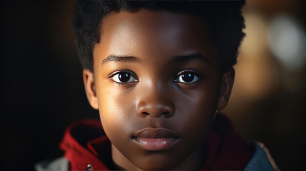 Retrato de un niño afroamericano serio