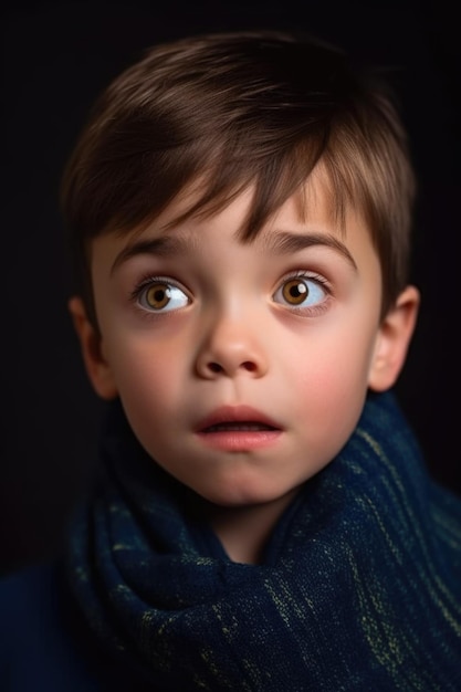 Retrato de un niño asombrado mirando a la cámara