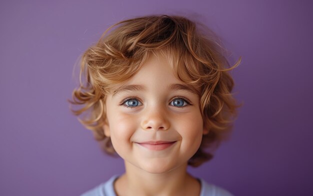 retrato de un niño caucásico feliz y sonriente fondo de estudio profesional