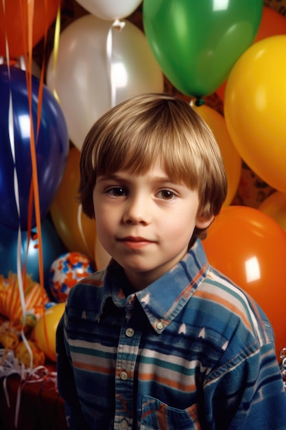 Retrato de un niño disfrutando de su fiesta de cumpleaños