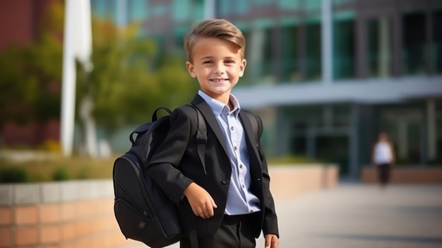 retrato de un niño de una escuela privada