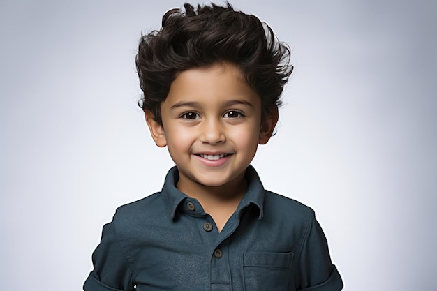 Retrato de un niño indio feliz y lindo mirando a la cámara